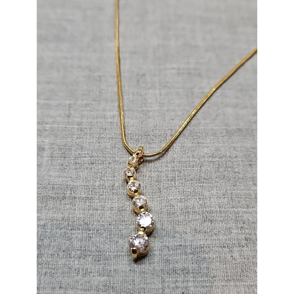 BMNY Gold Tone Necklace w/Crystal Fashion Jewelry Pendant, 21'', Clasp Close
